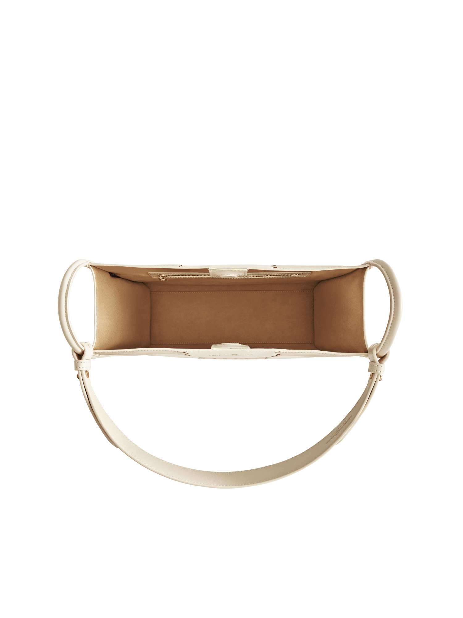 Square Stitch Tote Bag (Large) - White/ Light Brown - White Leather Work Tote | Orange Cube