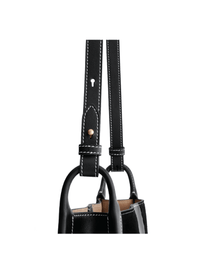 Square Stitch Tote Bag (Medium) - Black - Black Leather Tote Bag | Orange Cube
