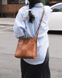 Square Stitch Tote Bag (Medium) - Brown - Bag | Orange Cube