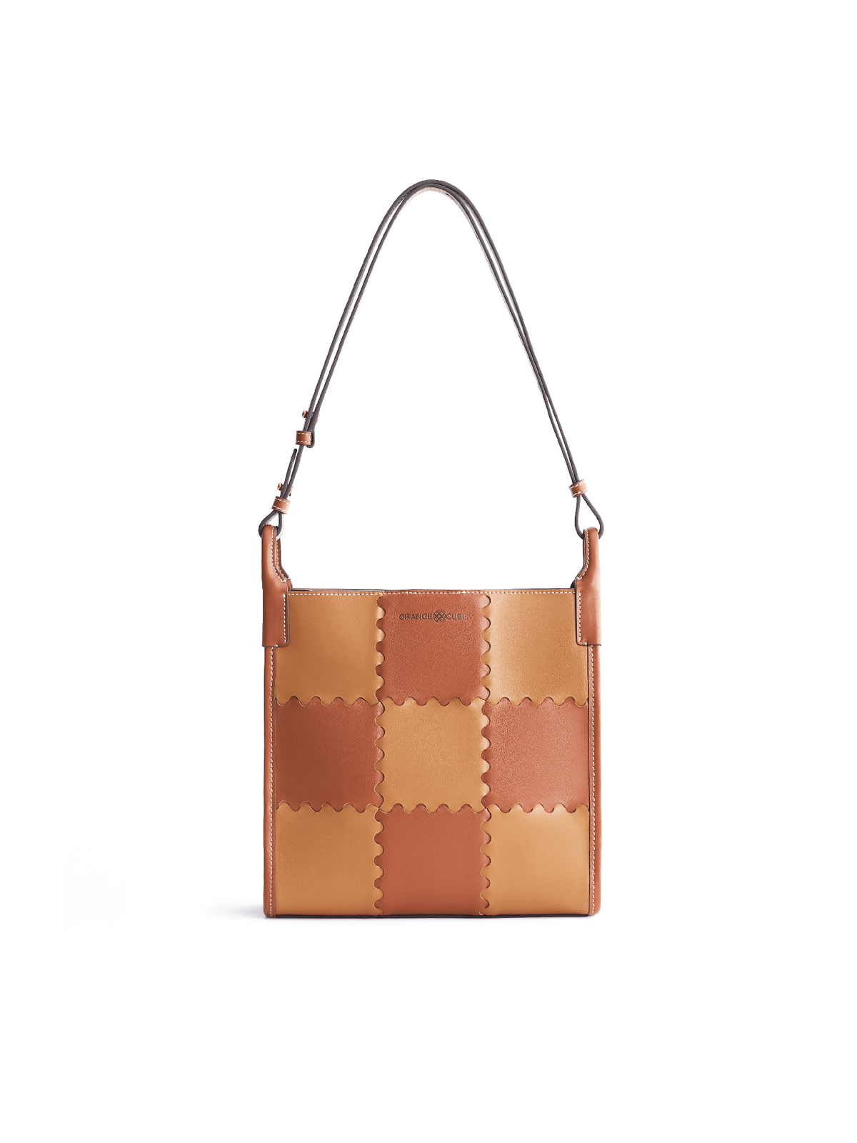 Square Stitch Tote Bag (Medium) - Brown - Bag | Orange Cube