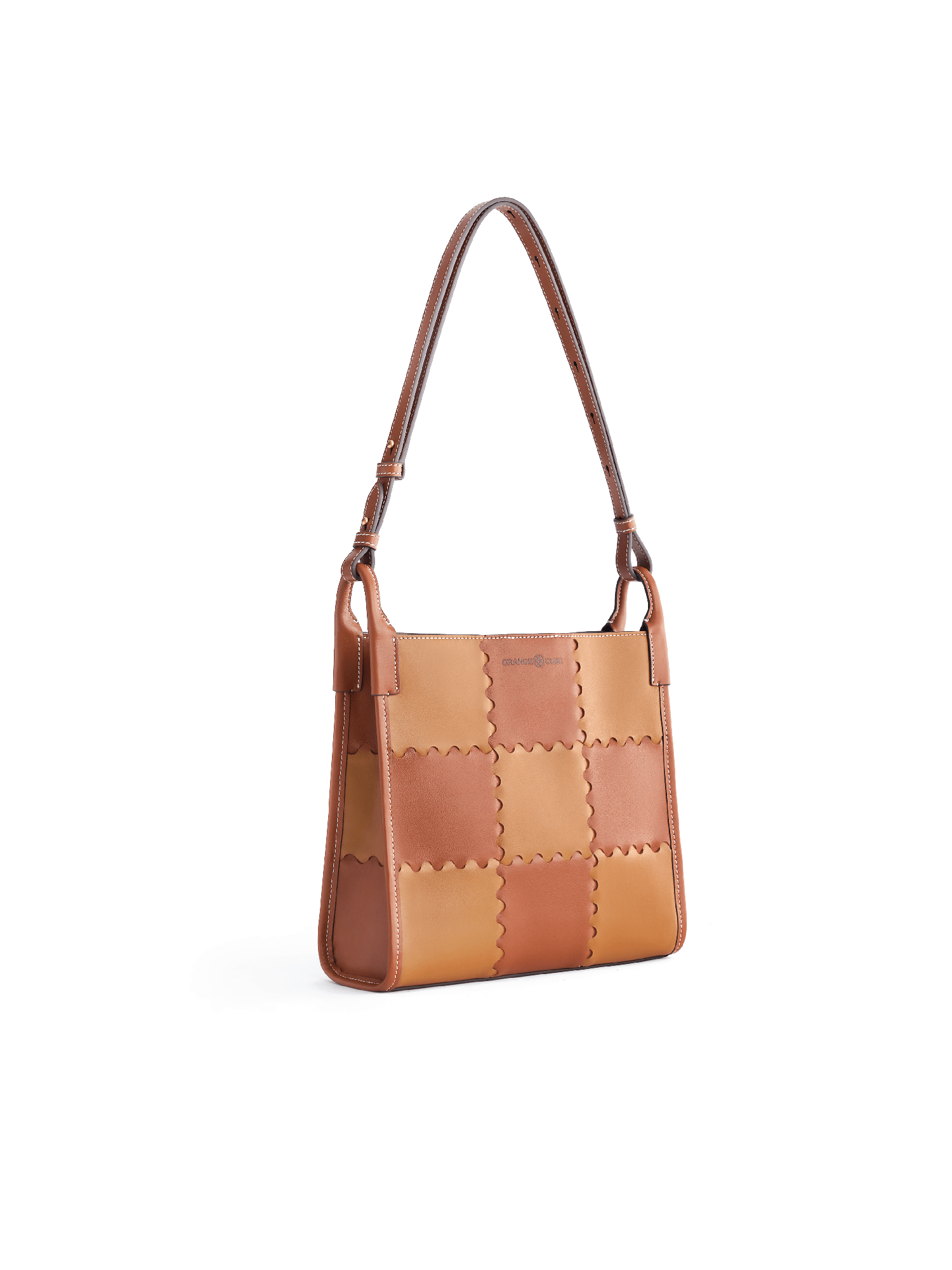 Square Stitch Tote Bag (Medium) - Brown - Bag | Orange Cube