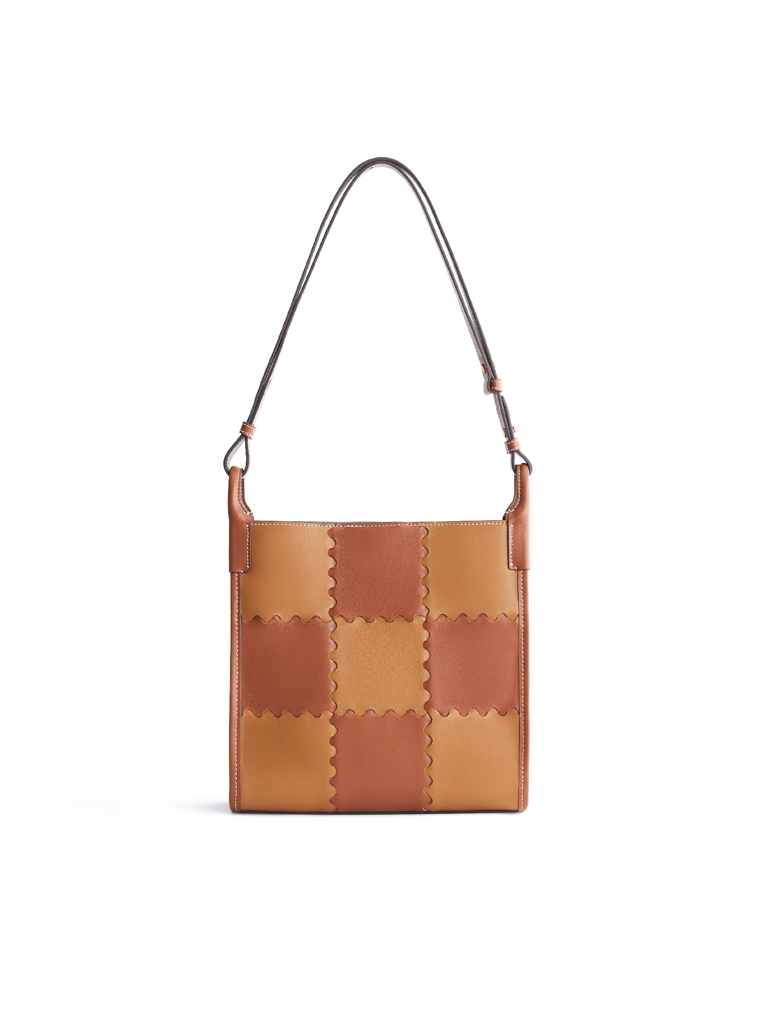 Square Stitch Tote Bag (Medium) - Brown - Bag | Orange Cube