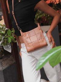 Square Stitch Tote Bag (Small) - Brown - Bag | Orange Cube