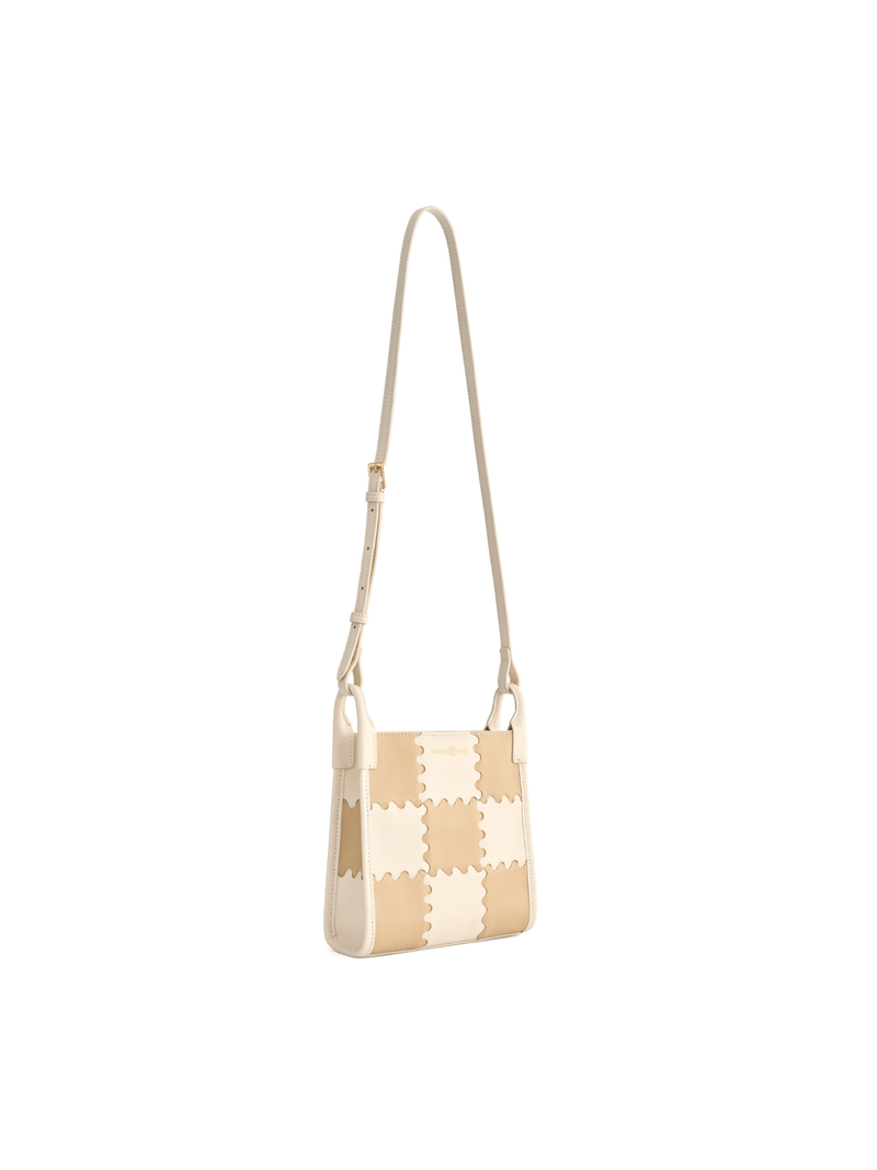 Square Stitch Tote Bag (Small) - White/Light Brown - Bag | Orange Cube
