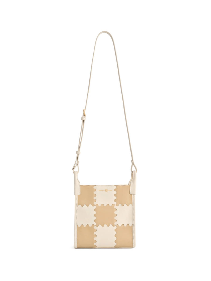 Square Stitch Tote Bag (Small) - White/Light Brown - Bag | Orange Cube