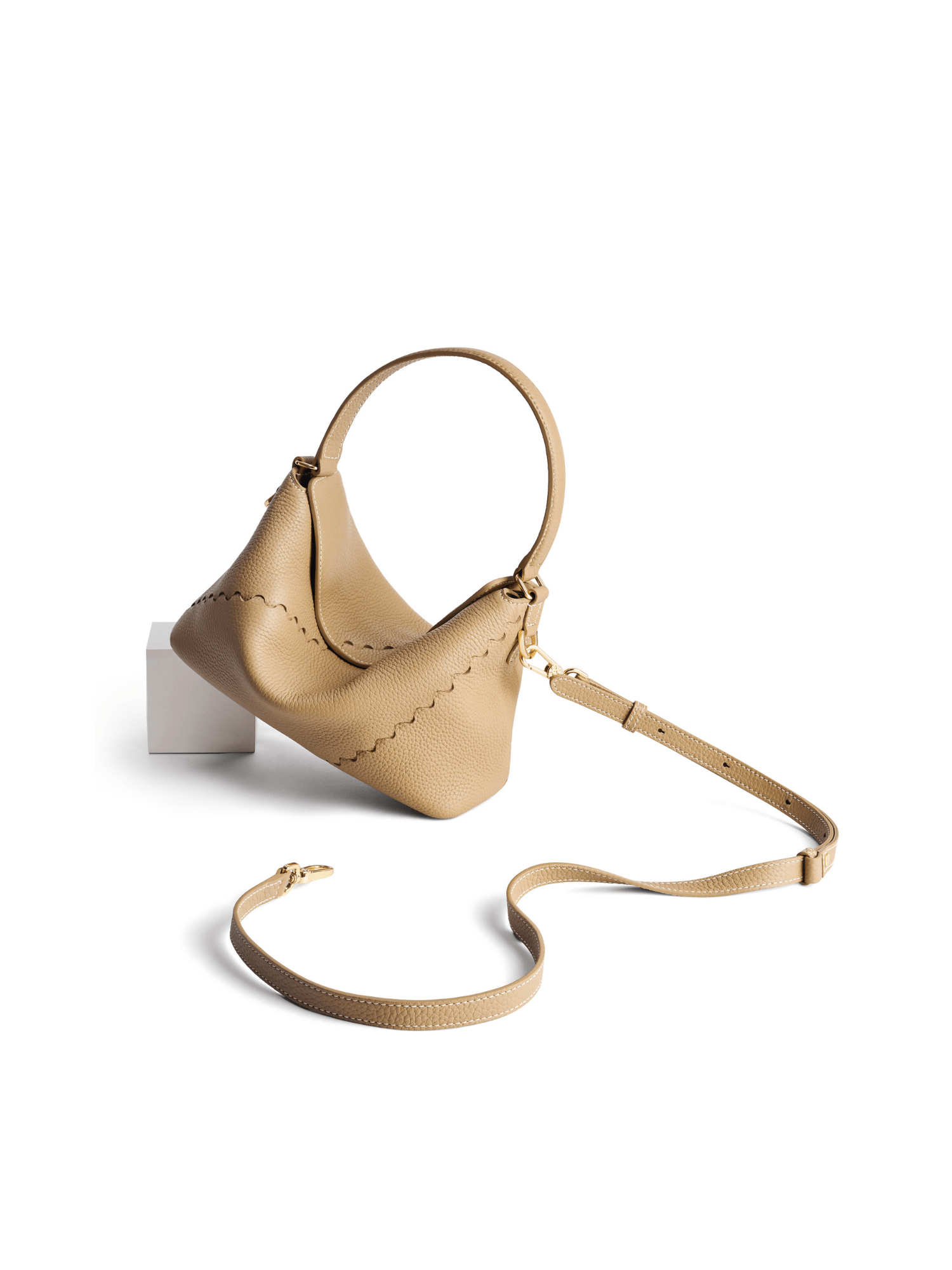 Vina Shoulder Bag - Cocoa Grey - Beige Leather Shoulder Bag | Orange Cube