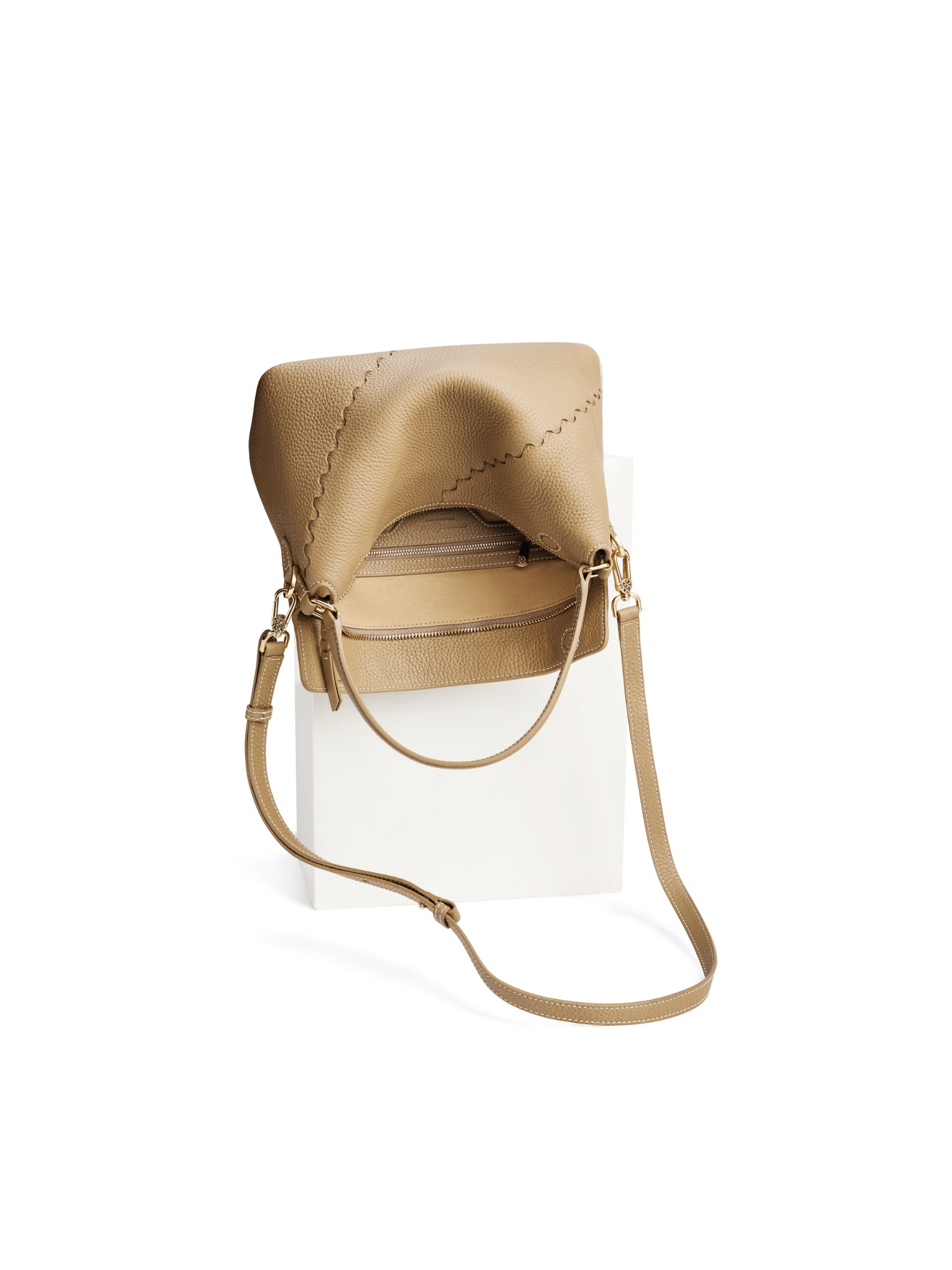 Vina Shoulder Bag - Cocoa Grey - Beige Leather Shoulder Bag | Orange Cube