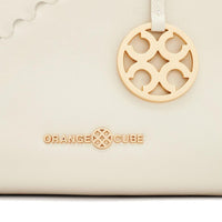 Fortune Cookie Shoulder Bag - White - Orange Cube