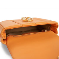 Square Stitch Flap Bag - Orange - Orange Cube