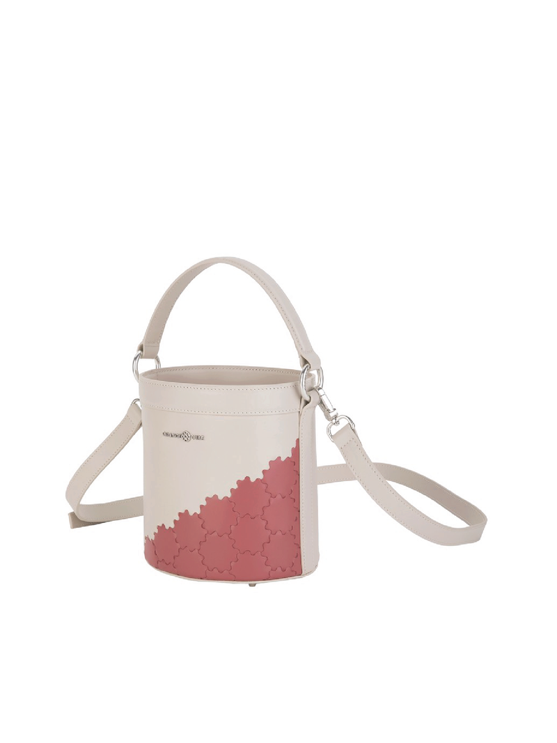 Quilted Impressions Bucket Bag - Moonbeam/ Faded Rose - Orange Cube