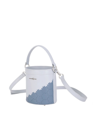 Quilted Impressions Bucket Bag - Sky Blue/ Blue Shadow - Orange Cube