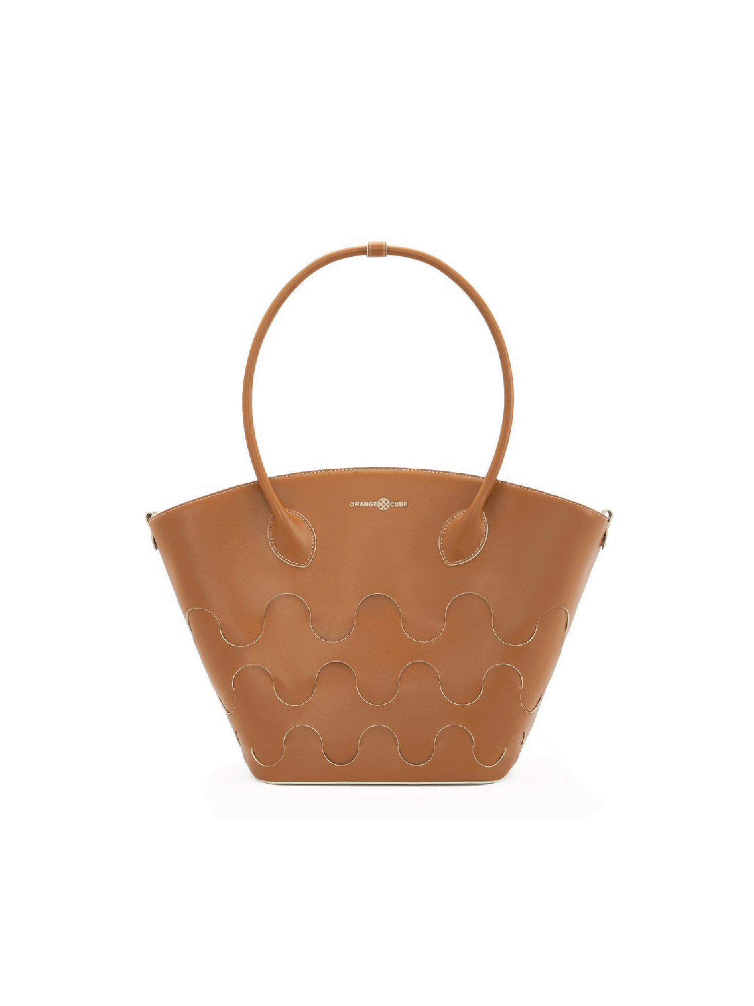 Quilted Impressions Wavy Tote Bag - Brown (Large) - Orange Cube