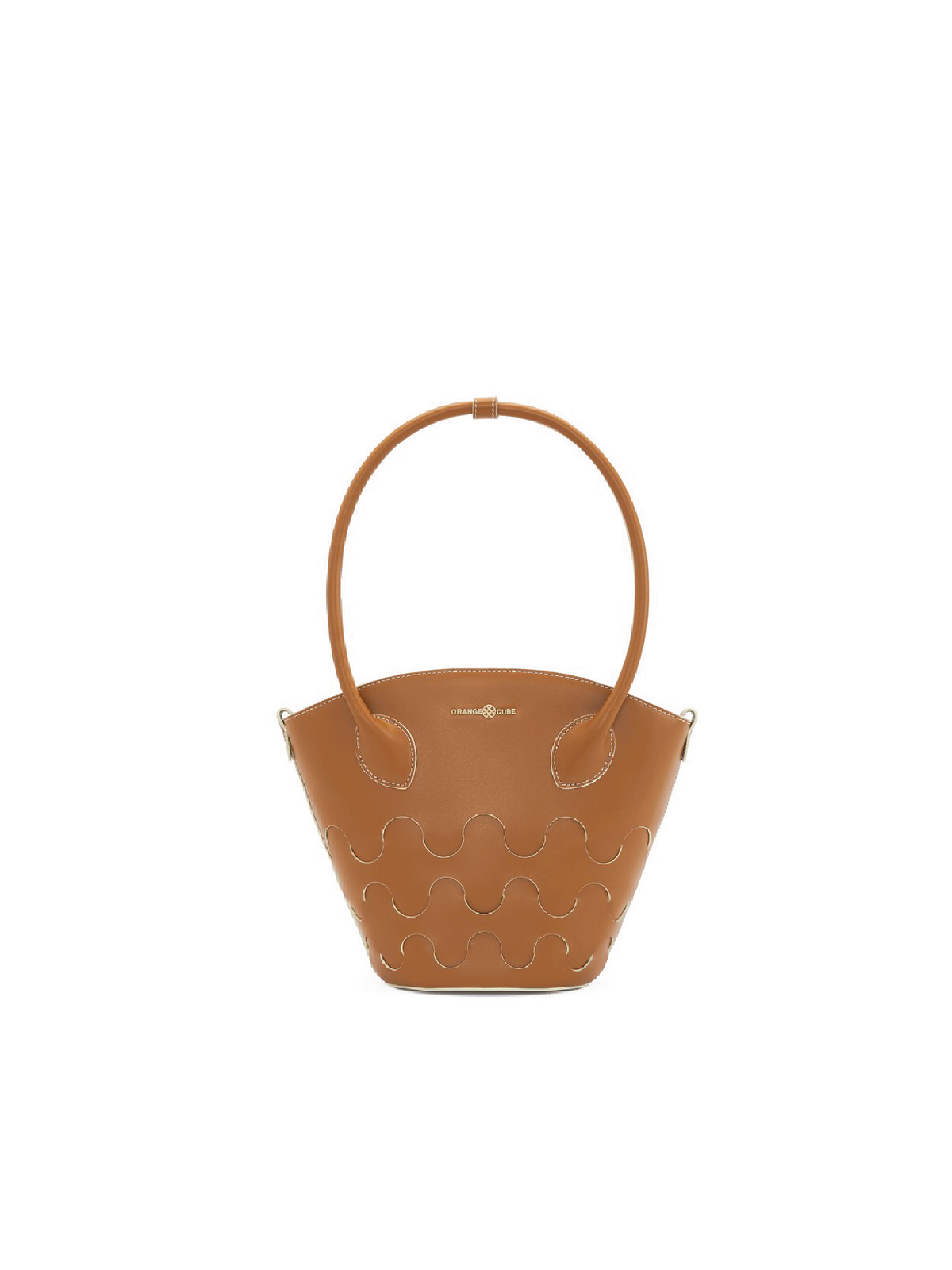 Quilted Impressions Wavy Tote Bag - Brown (Small) - Orange Cube