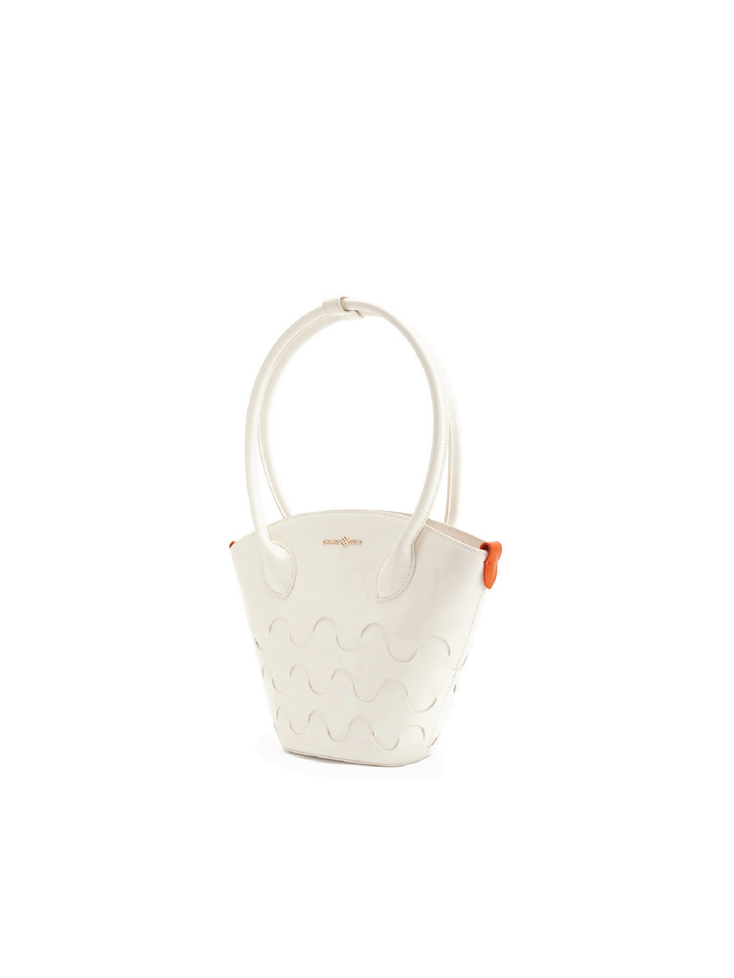 Quilted Impressions Wavy Tote Bag - White (Small) - Orange Cube