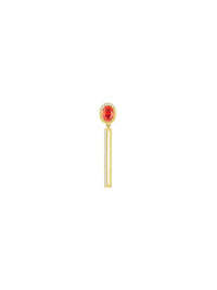 Red Bean Earrings - Red (Single) - Orange Cube