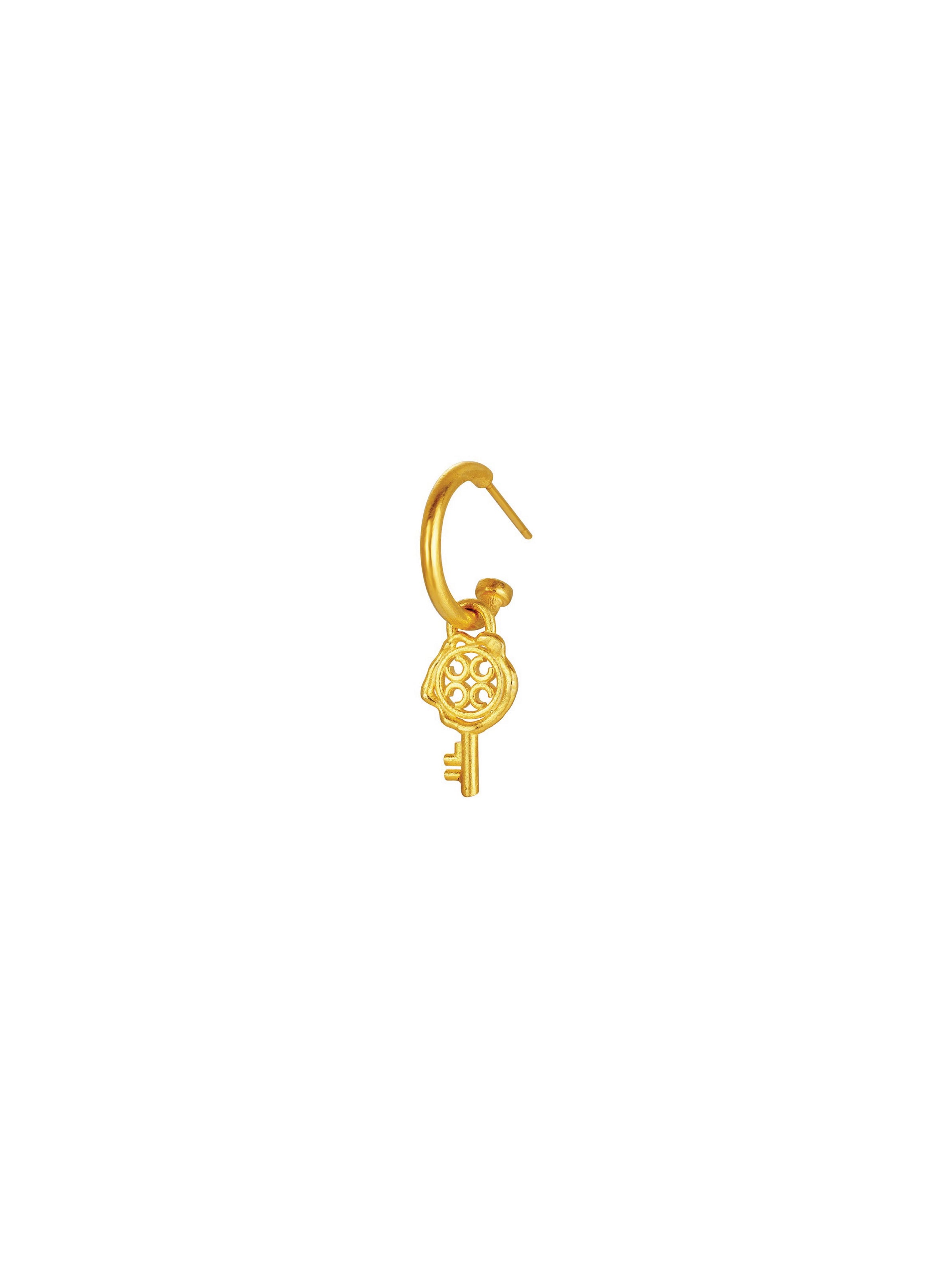 Signature Key Earring (Single) - Orange Cube