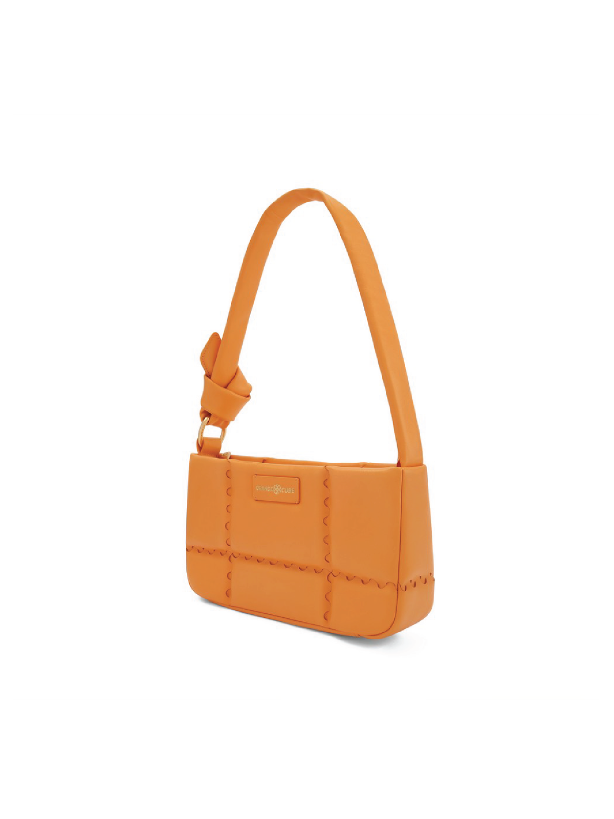 Square Stitch Cushion Shoulder Bag - Orange