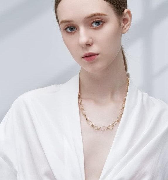 Blissful Time Necklace - Delicate Link Chain (Short) - Necklace | Orange Cube