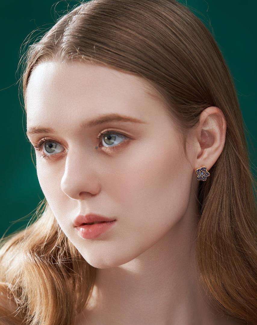 Flora Earring - Navy (Single) - Earrings | Orange Cube