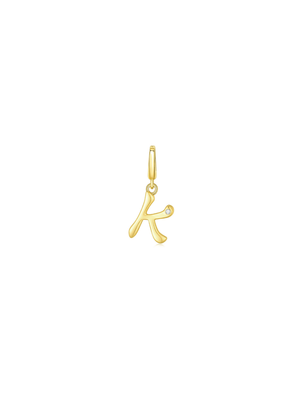 18K Gold-Plated “K” Letter Charm with Zircon – Orange Cube Jewelry