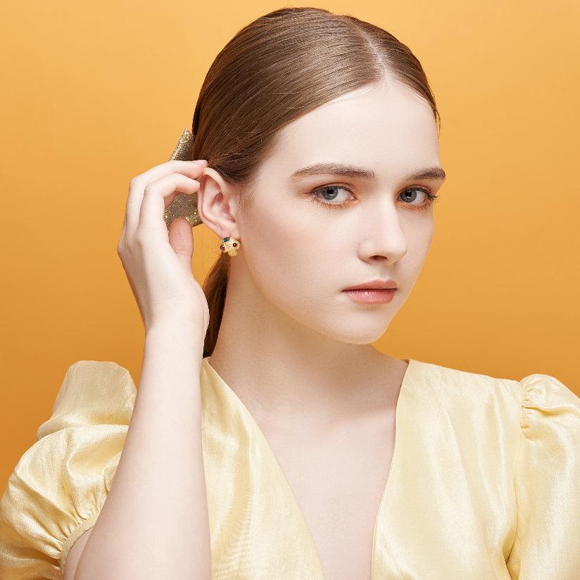 Magical Land Earring (3 Stones) (Single) - Earrings | Orange Cube