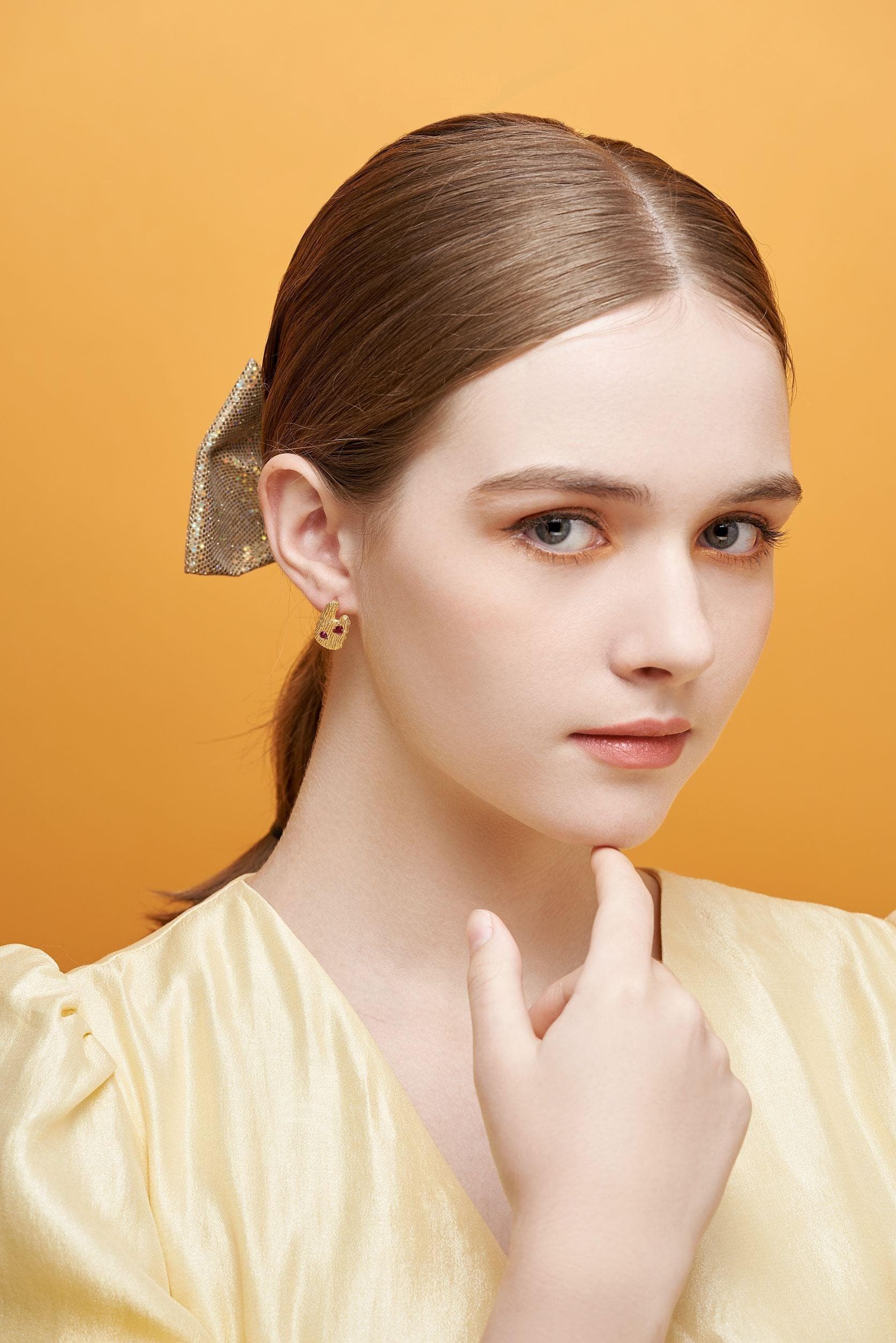 Ara Earrings (Pair) - Orange Cube
