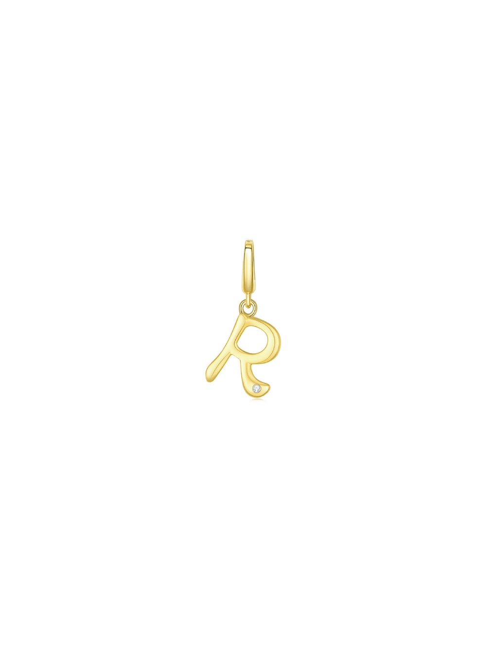 18K Gold-Plated “R” Letter Charm with Zircon – Orange Cube Jewelry