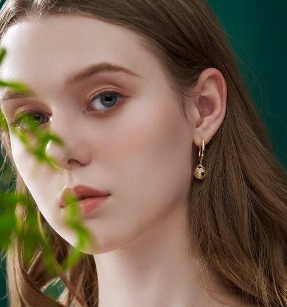 Raindrop Earring - Double Stones (Textured) (Single) - Earrings | Orange Cube