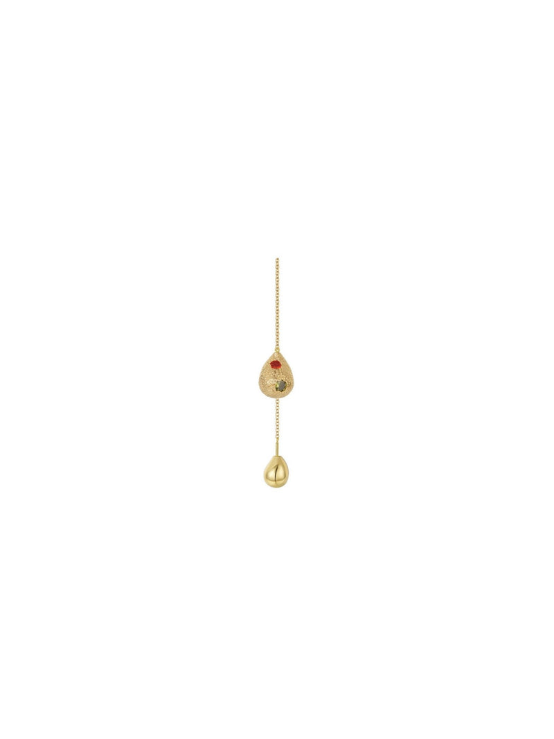 Raindrop Earring - Textured Red & Green (Single) - Earrings | Orange Cube