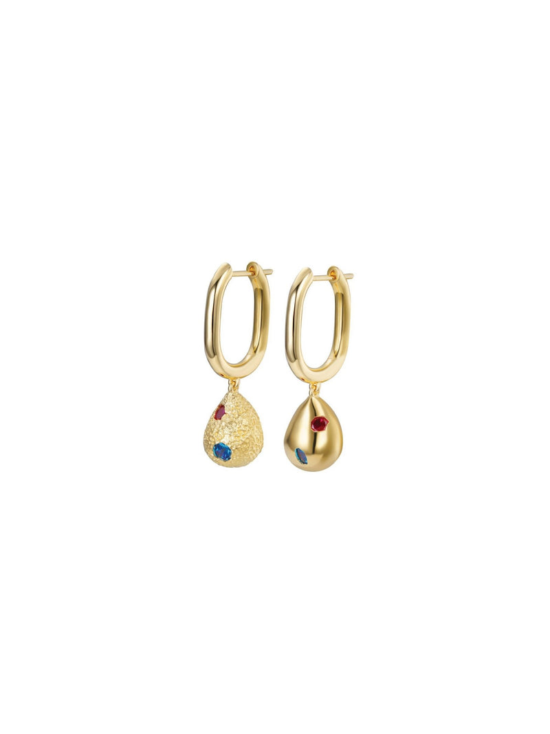 Raindrop Earrings - Double Stones (Pair) - Set | Orange Cube