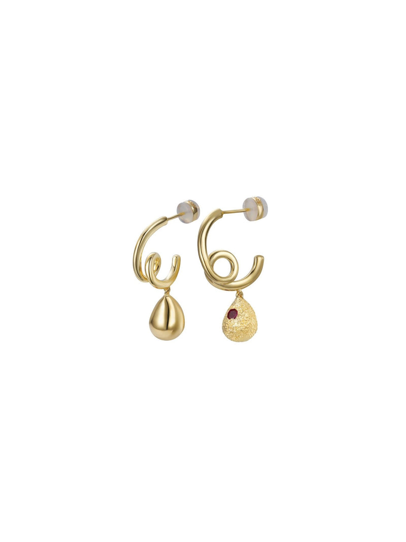Raindrop Earrings - Spiral Red (Pair) - Set | Orange Cube