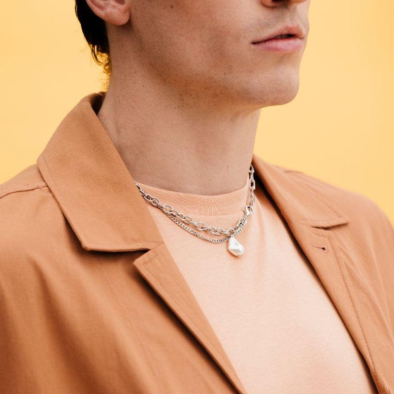 Signature Double Chain Necklace (White) - Necklace | Orange Cube