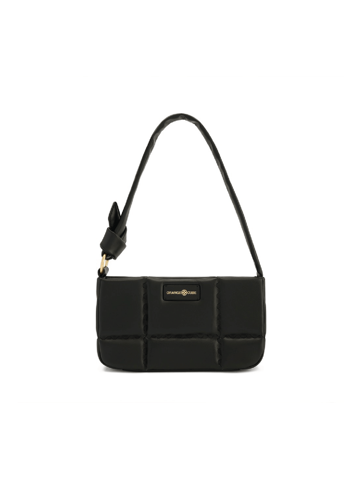 Square Stitch Cushion Shoulder Bag - Black - Bag | Orange Cube