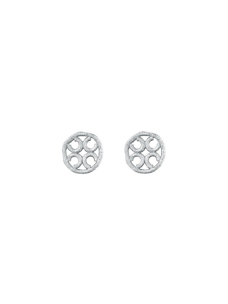 Textured Signature Studs (White) (Pair) - Set | Orange Cube