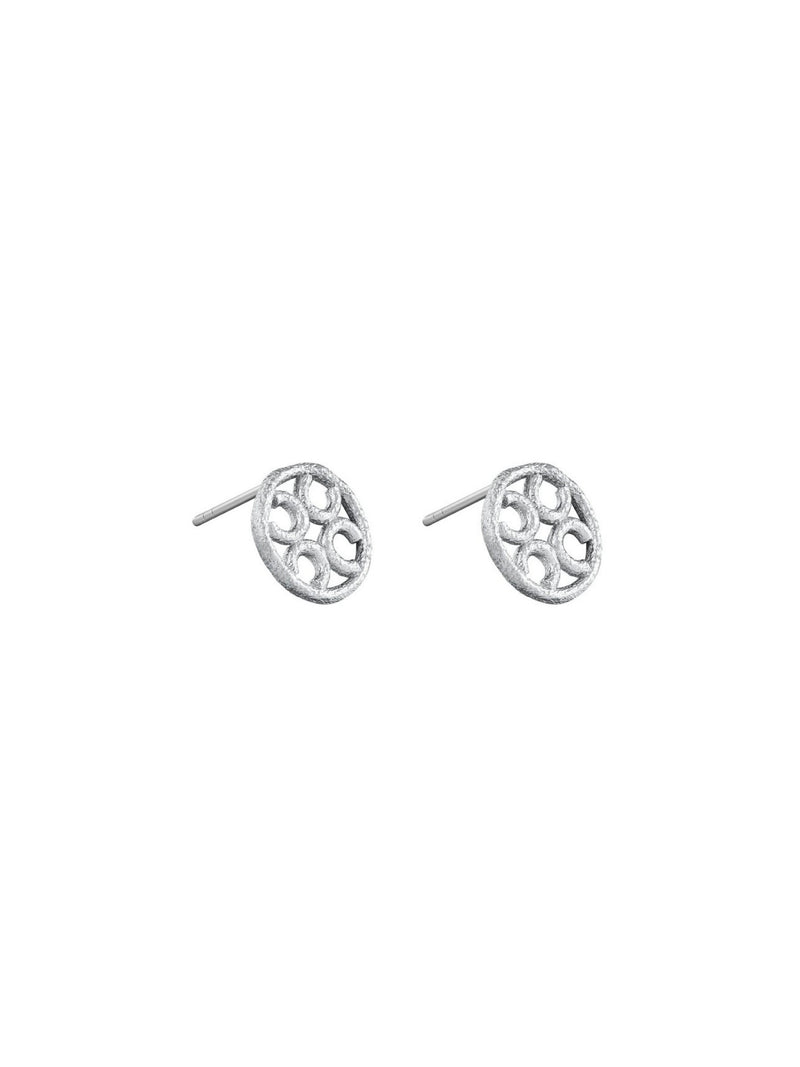 Textured Signature Studs (White) (Pair) - Set | Orange Cube
